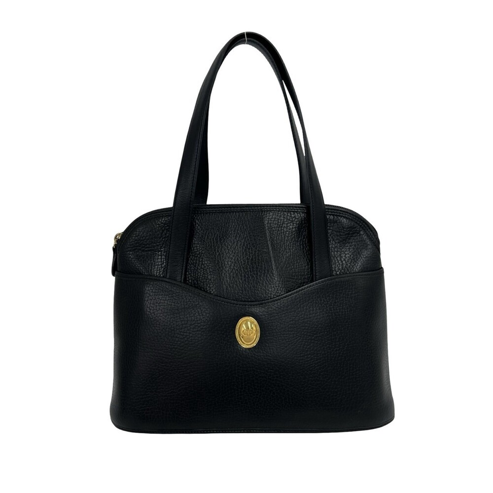 Christian Dior Vintage CD Logo Hardware Leather Handbag Mini Tote Bag Black d...